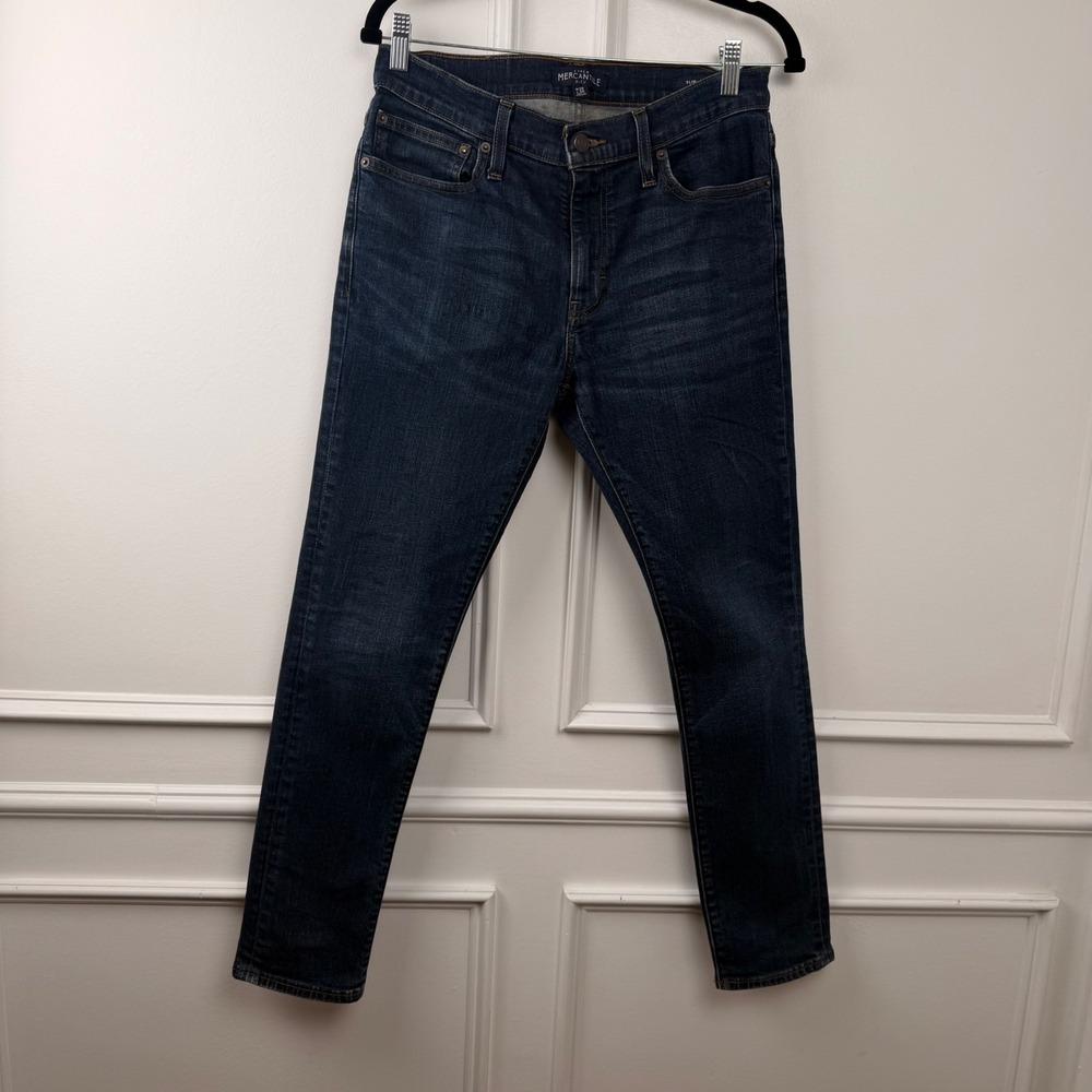 J. Crew Mercantile Flex Slim Fit Jeans Mens 30x30 Dark Wash Blue‎ Denim Pants